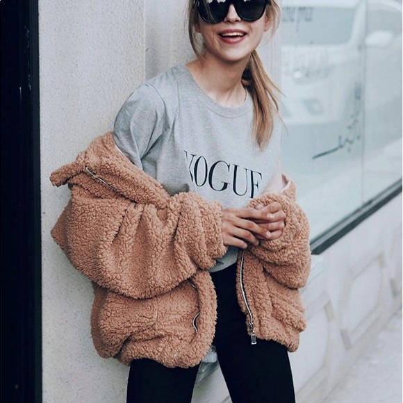 Women’s long sleeve shaggy oversized jacket - Picture 3 of 6